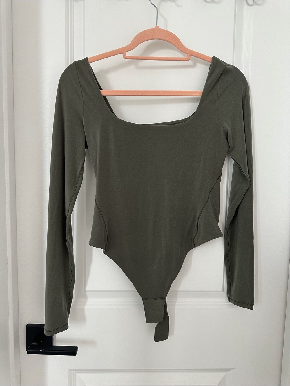 Lululemon wundermost Olive Green Long-Sleeve Scoop Neck Bodysuit - Women Tops